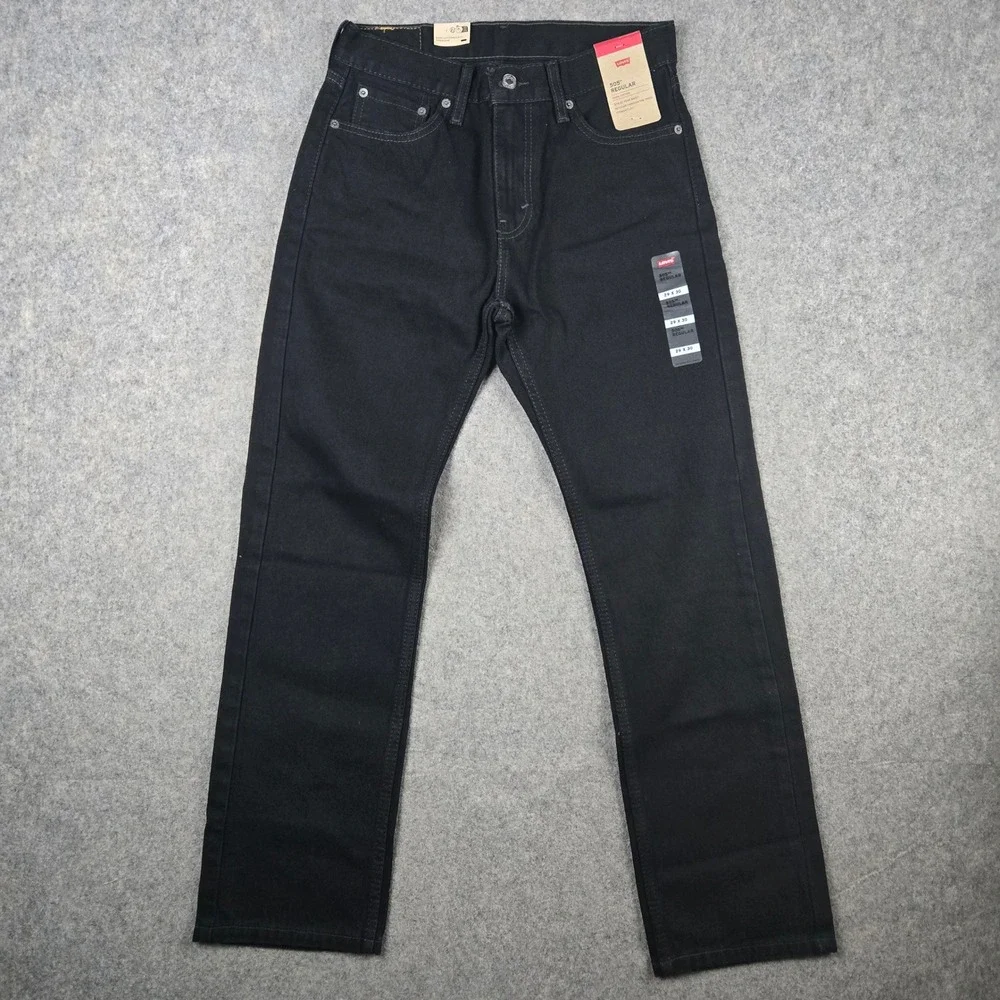 Levi's 505 Jeans Mens 29x30 Black Regular Fit Straight Leg Denim Outdoors NEW